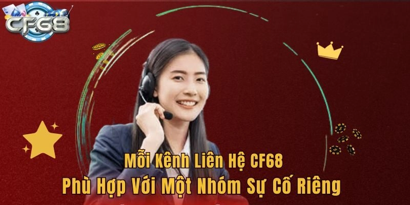 Mỗi kênh liên hệ CF68 phù hợp với một nhóm sự cố riêng